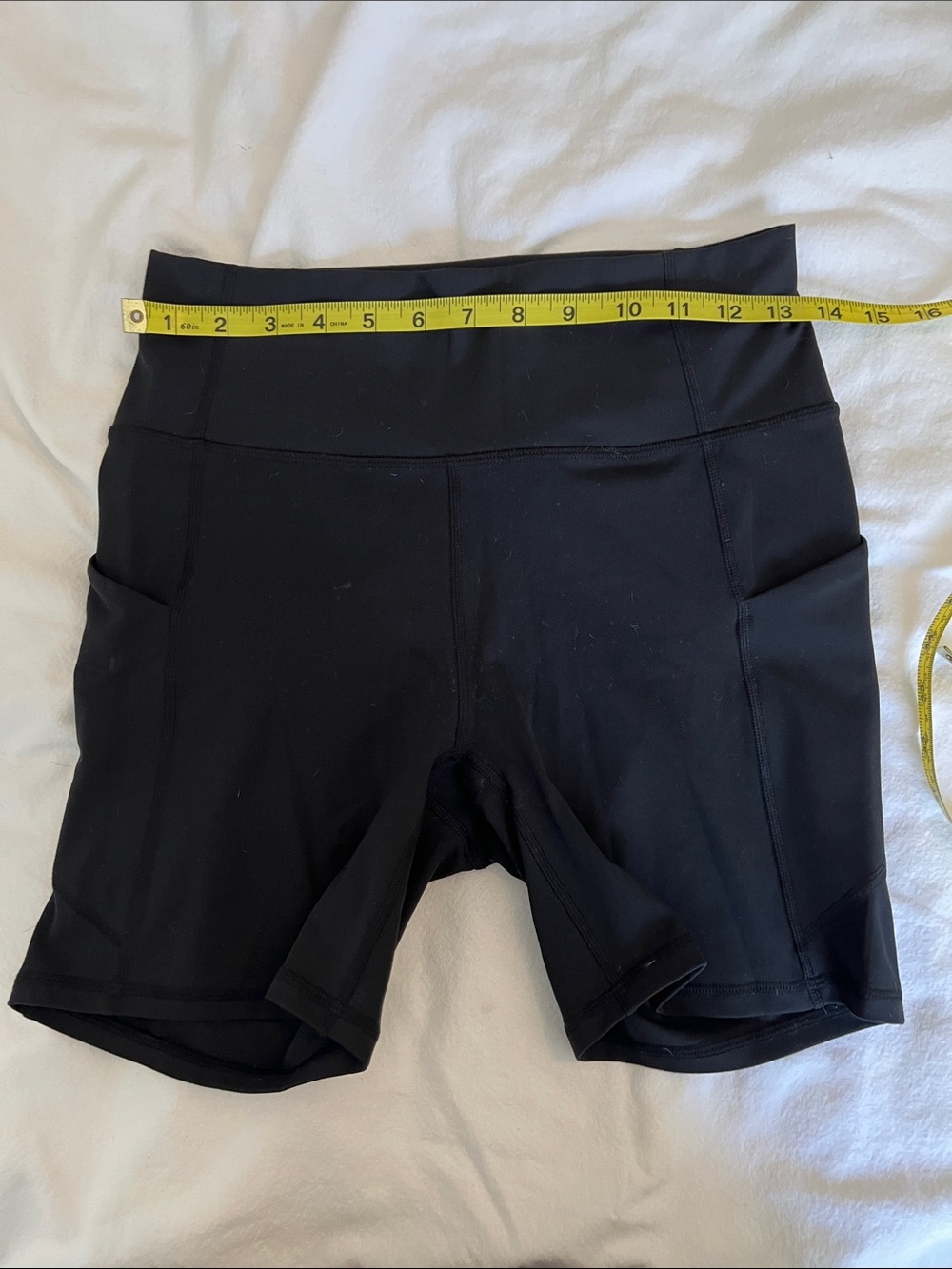 Fabletics Black High-Rise Bike Shorts with Side Pockets M